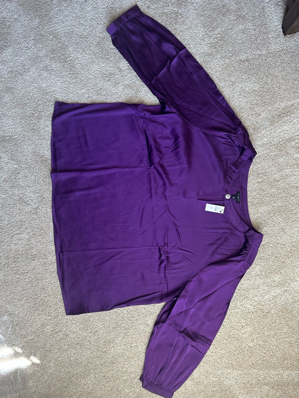 Talbots Purple V-Neck Long Sleeve Blouse
